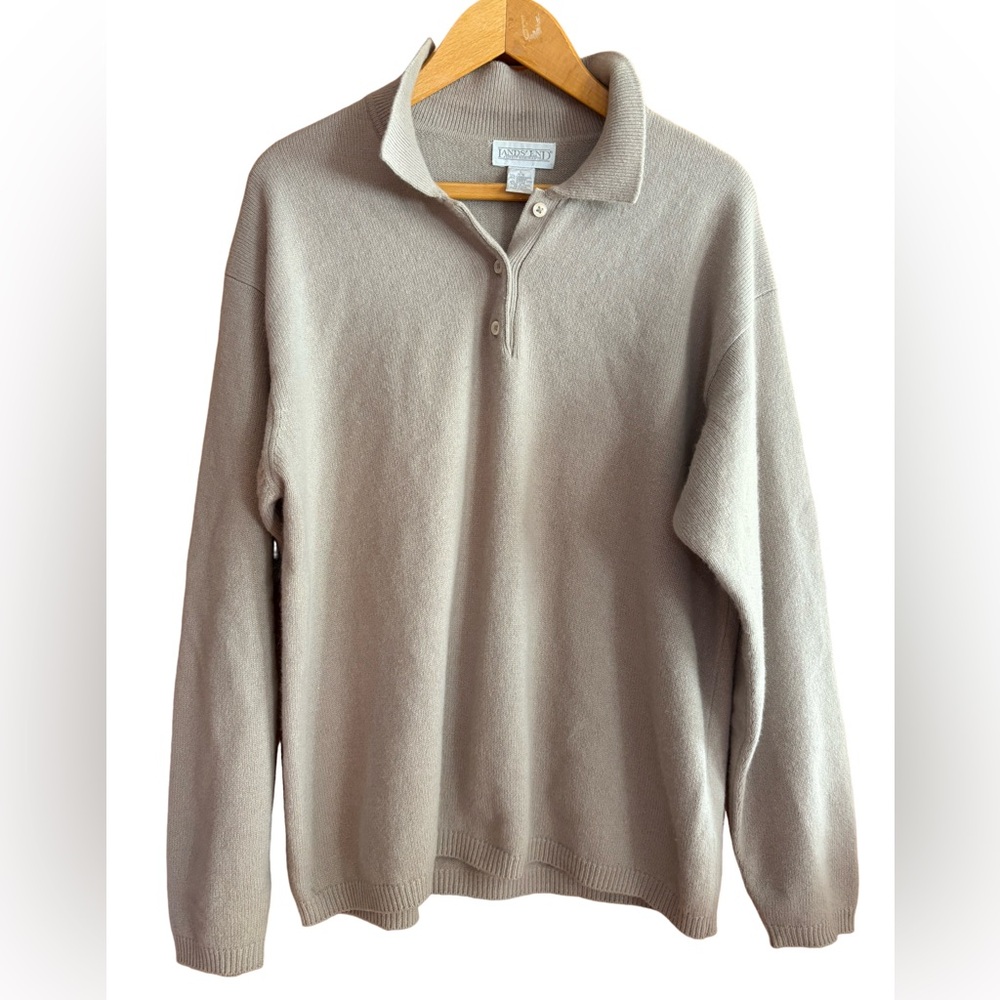 Vintage Land’s End Large 10% Lamb’s Wool 20% ANGORA RABBIT HAIR Taupe Sweater